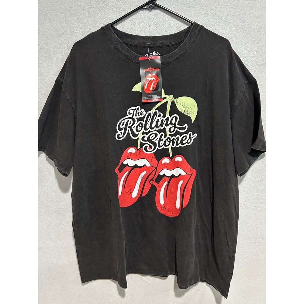 The Rolling Stones Graphic T-Shirt Women XL Black Band Tee Rock n Roll